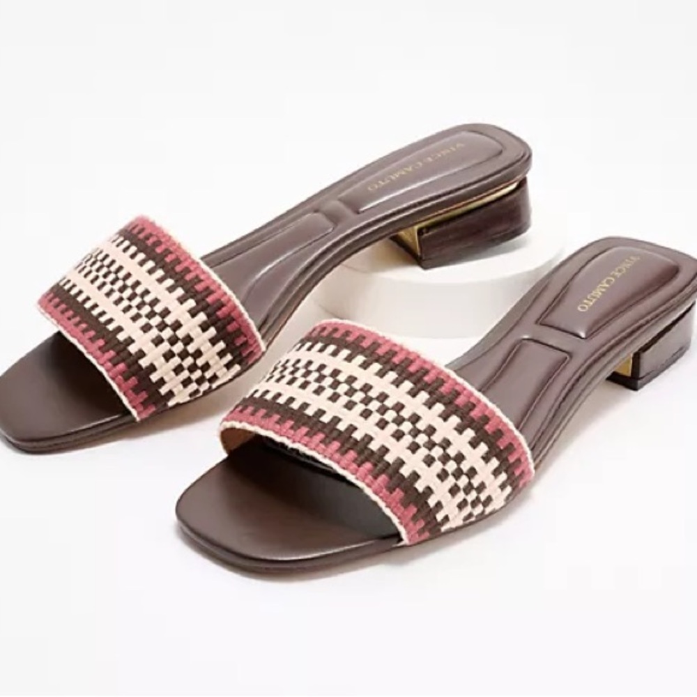 Vince camuto low block heel sandals - patterned